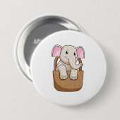 カゴ付き象 缶バッジ (正面&裏面)