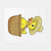 カゴ付き農家のアヒル フリースブランケット (正面(横))