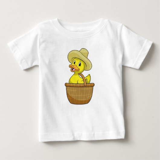 カゴ付き農家のアヒル ベビーTシャツ (正面)