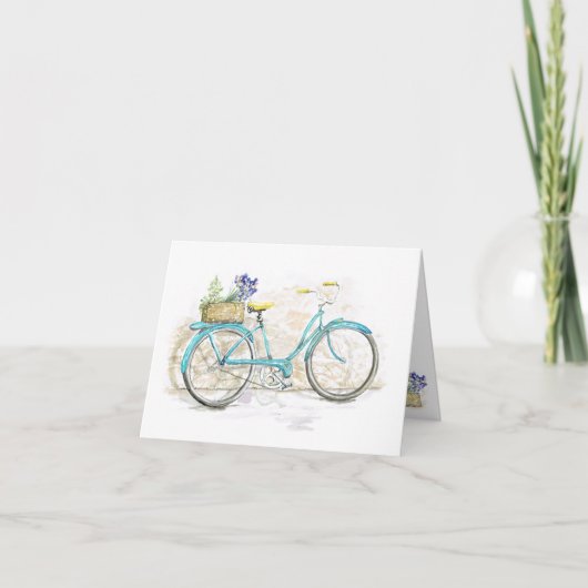 カゴ付アクアウォーターカラー自転車 カード (正面)