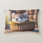 カゴ内の可愛いベビー – パーソナライズ可能 アクセントクッション (正面)