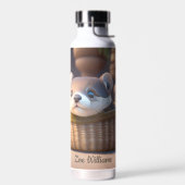 カゴ内の可愛いベビー – パーソナライズ可能 ウォーターボトル (左面)