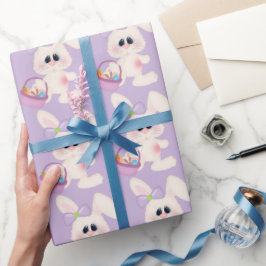 カゴ包み付き可愛いイースターバニー紙 ラッピングペーパー