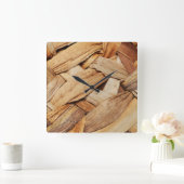 カゴ織りアクリル壁時計 スクエア壁時計 (ホーム)