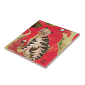 カササギおよびトラの韓国の民芸の陶磁器のDecoのタイル タイル (側面)