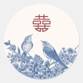 カササギの二重喜字 中国 結婚式 封筒 シール (正面)