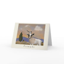 カササギの友人を持つベビーのヤギ