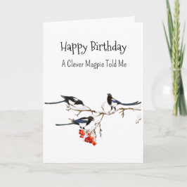 カササギの性格の誕生日を楽しむ鳥 カード