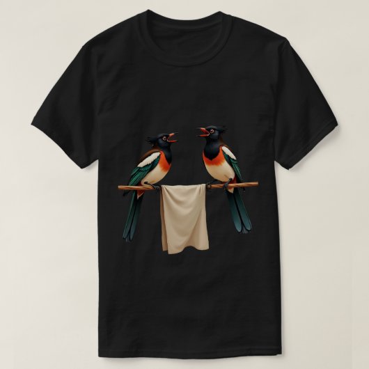 カササギの物干しロープ Tシャツ (デザイン正面)