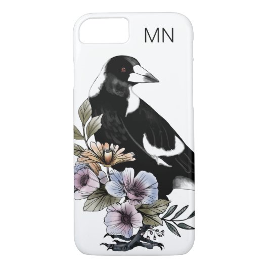 カササギの鳥白黒の鳥絵 Case-Mate iPhoneケース (裏面)