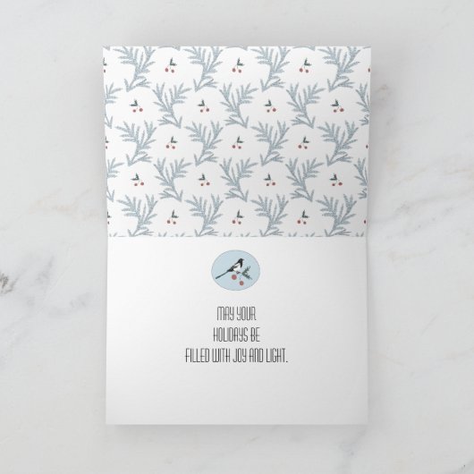 カササギ及び果実。カササギの休日カード シーズンカード (内部)