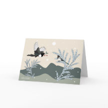 カササギ及び果実。カササギの休日カード