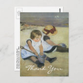 カサットの遊子供たちのビーチ ポストカード (正面/裏面)