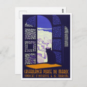 カサブラカモロッコ観光旅行レトロインスパイア ポストカード (正面/裏面)