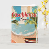 カサブランカのヴィンテージ旅行ポスター カード (黄色い花)