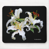 カサブランカエレガントホワイトオリエンタルリリー花 マウスパッド (正面)