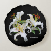 カサブランカエレガントホワイトオリエンタルリリー ラウンドクッション (裏面)