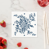 カサブランカブルーオンホワイト紙ナプキンス スタンダードカクテルナプキン (インサイチュ)