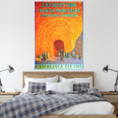 カサブランカモロッコフランスのヴィンテージ旅行ポスター キャンバスプリント (インサイチュ (寝室))