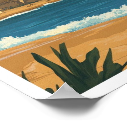 カサブランカモロッコヴィンテージトラベルイラストレーション ポスター (角)