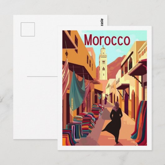 カサブランカモロッコヴィンテージ有名なトラベルプレイス ポストカード (正面/裏面)