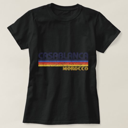 カサブランカモロッコヴィンテージ80sスタイルレトロ tシャツ (デザイン正面)