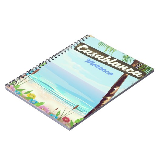 カサブランカモロッコ、ロマンチックなヴィンテージのポスター ノートブック (左側)