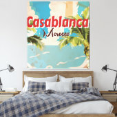 カサブランカヴィンテージ旅行ポスター白黒 キャンバスプリント (インサイチュ (寝室))