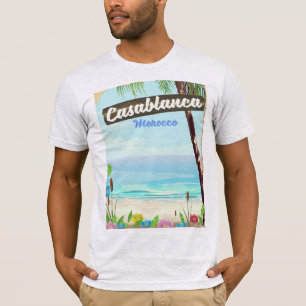 カサブランカ モロッコ, ロマンティック ビンテージ ポスター Tシャツ