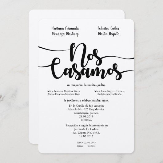 カサモスウェディンスペインの招待状 招待状 (正面/裏面)