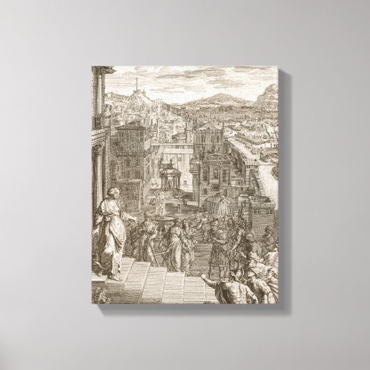 カサンドラはトロイア人に彼らの運命を告げる キャンバスプリント (正面)