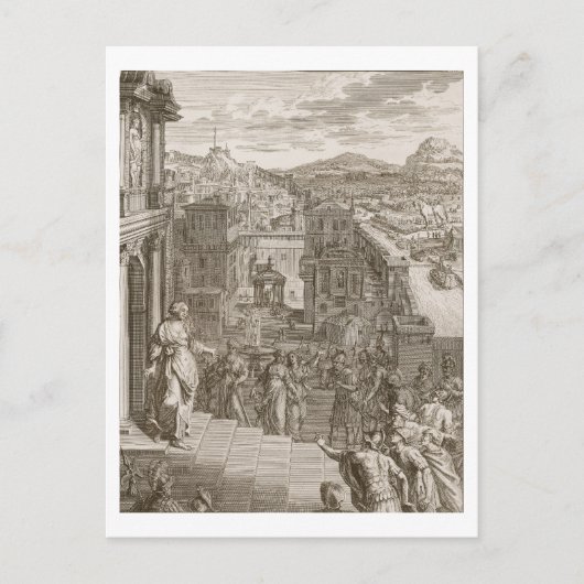 カサンドラはトロイア人に彼らの運命を告げる ポストカード (正面)