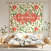 カサンドラクリームアールヌーボーフローラつる植物 フリースブランケット