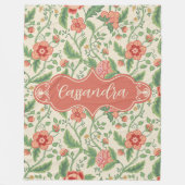 カサンドラクリームアールヌーボーフローラつる植物 フリースブランケット (正面)