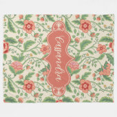 カサンドラクリームアールヌーボーフローラつる植物 フリースブランケット (正面(横))