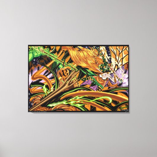 カサンドラ乗るハロウィーンのドラゴンのストレッチ缶 キャンバスプリント (正面)