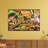 カサンドラ乗るハロウィーンのドラゴンのストレッチ缶 キャンバスプリント (インサイチュ (リビング))