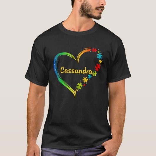 カサンドラ自閉症啓発ハート型パズルのアイデア2020 Tシャツ (正面)