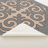 カザフオーナメントパターンシェルパ毛布 シェルパブランケット (3/4)