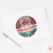 カザフカザフカナダツリールーツ国旗 ラウンドシール (封筒)