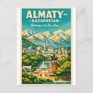 カザフスタンのアルマトイ市 ビンテージ旅行 ポストカード