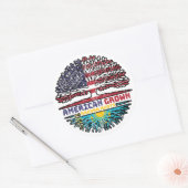 カザフスタンのカザフ系アメリカ合衆国ツリールーツ国旗 ラウンドシール (封筒)