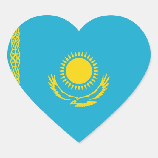 カザフスタンの国旗ハートステッカー ハートシール (正面)