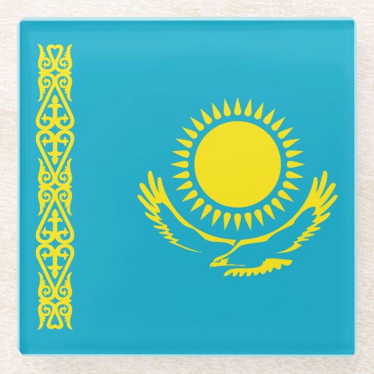 カザフスタンの国旗 ガラスコースター (正面)