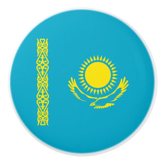 カザフスタンの国旗 セラミックノブ (正面)
