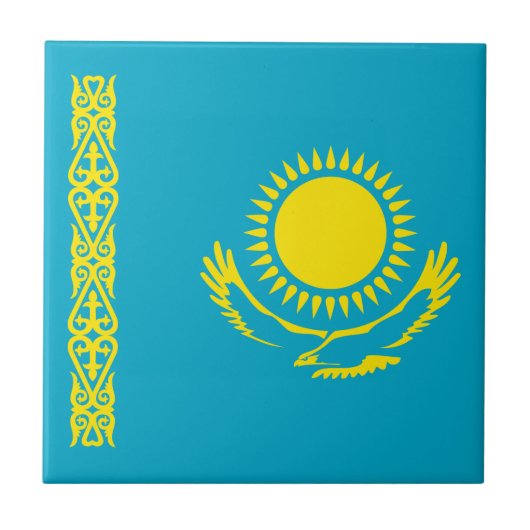 カザフスタンの国旗 タイル (正面)