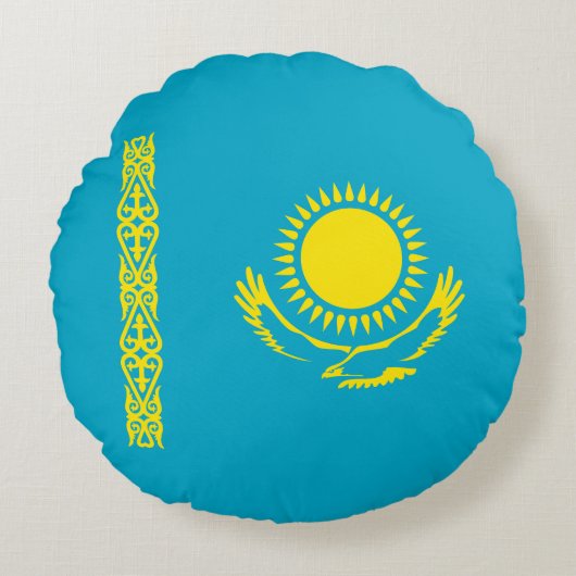 カザフスタンの国旗 ラウンドクッション (正面)