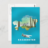 カザフスタンの地図 ポストカード (正面/裏面)