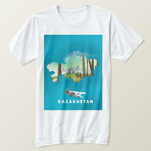 カザフスタンの地図 Tシャツ (デザイン正面)