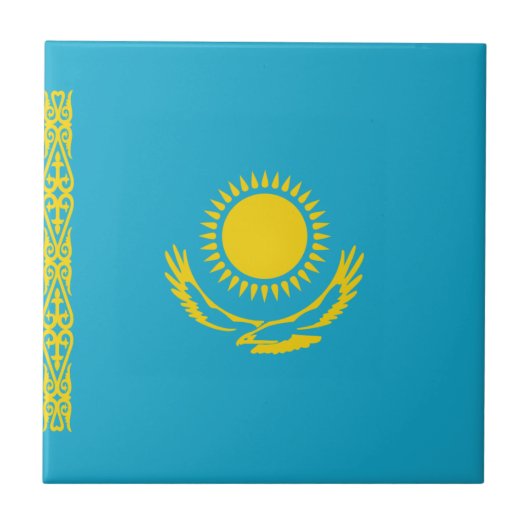 カザフスタンの旗 セラミックタイル (正面)